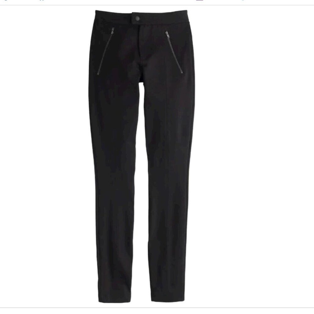 J Crew 27 Black Ponte Zipper Snap Front Pixie Pants